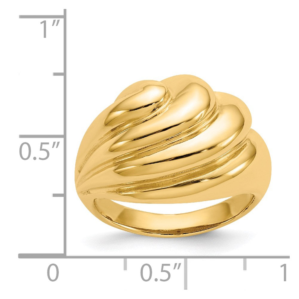 Exclusive 14K Gold Polished Swirl Dome Band Ring - Stylish & Affordable Choice