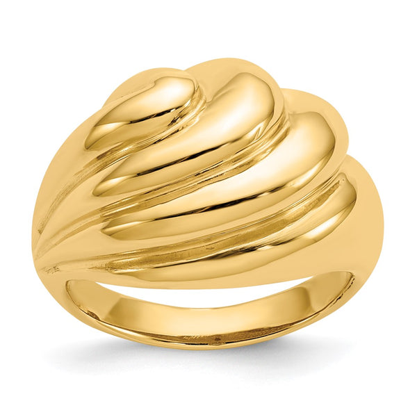 14K Gold Polished Swirl Dome Band Ring - Style GR1-1019404