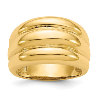 Exclusive 14K Gold Polished Scalloped Dome Band Ring - Stylish Luxury Value