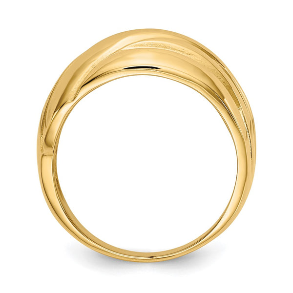 14K Gold Polished Scalloped Dome Band Ring - Style GR1-1019408