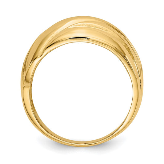 Buy Exclusive 14K Gold Polished Scalloped Dome Band Ring - Stylish Value!