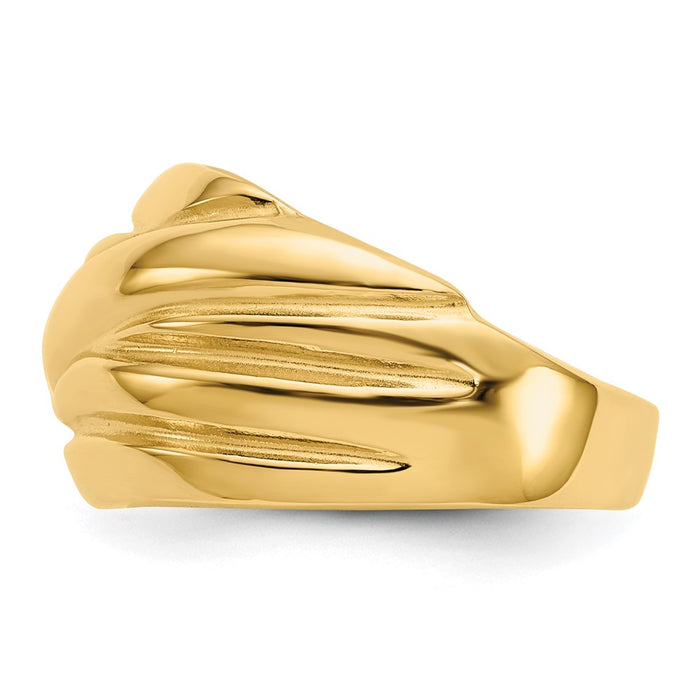 Buy Exclusive 14K Gold Polished Scalloped Dome Band Ring - Stylish Value!-3