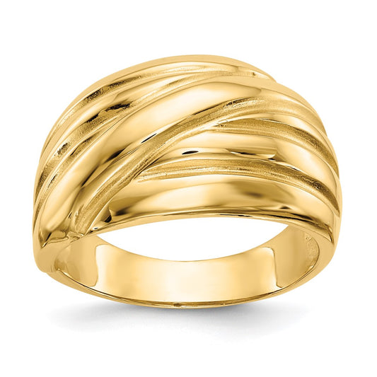 Buy Exclusive 14K Gold Polished Scalloped Dome Band Ring - Stylish Value!