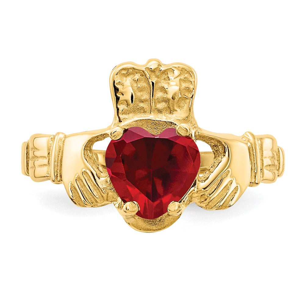 Exclusive 14K Gold Claddagh Ring with CZ - Stylish January Birthstone Design