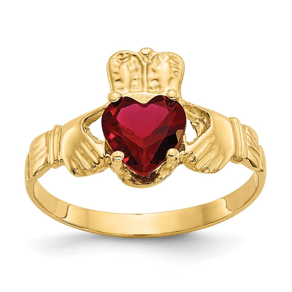 Exclusive 14K Gold Claddagh Ring with CZ - Stylish January Birthstone Design