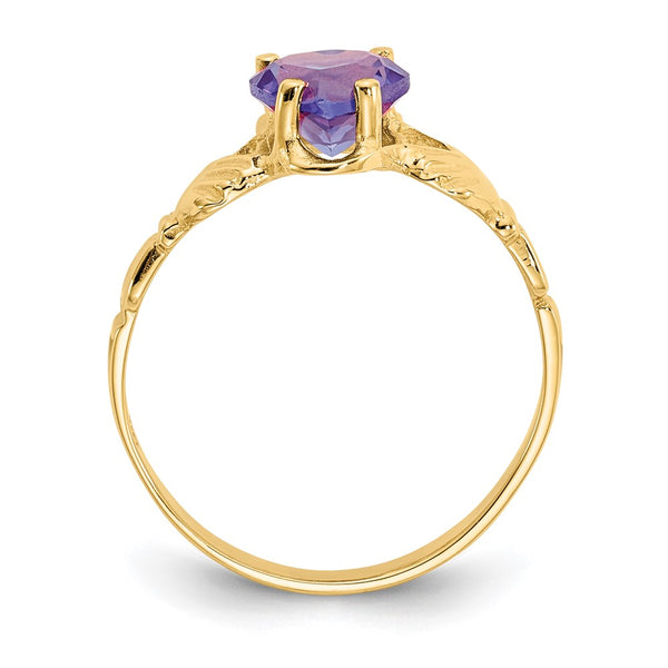 14K Gold June Birthstone Claddagh Ring with CZ