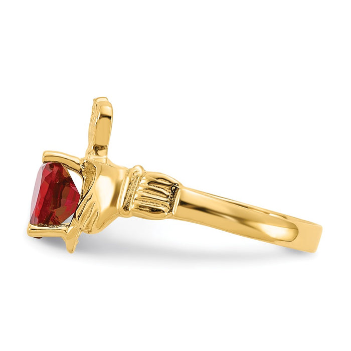 Buy Stylish 14K Gold Claddagh Ring with CZ, July Birthstone, Affordable Price!-4