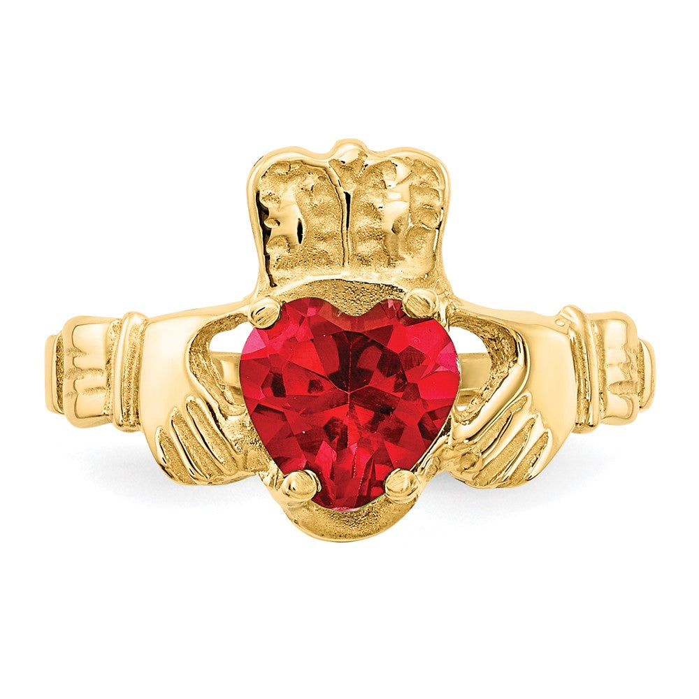 Buy Stylish 14K Gold Claddagh Ring with CZ, July Birthstone, Affordable Price!