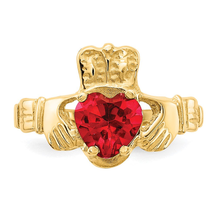 Buy Stylish 14K Gold Claddagh Ring with CZ, July Birthstone, Affordable Price!-5