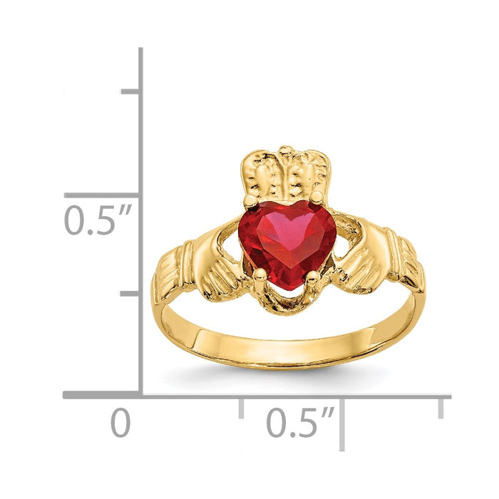 Buy Stylish 14K Gold Claddagh Ring with CZ, July Birthstone, Affordable Price!-3