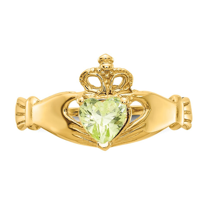 Shop Stylish 14K Gold Claddagh Ring with CZ - August Birthstone, 1.5g-4
