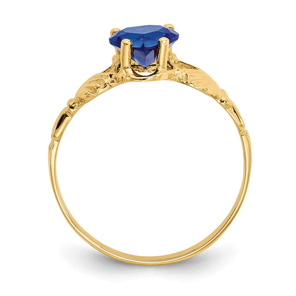 14K Gold Claddagh Ring with CZ - September Birthstone