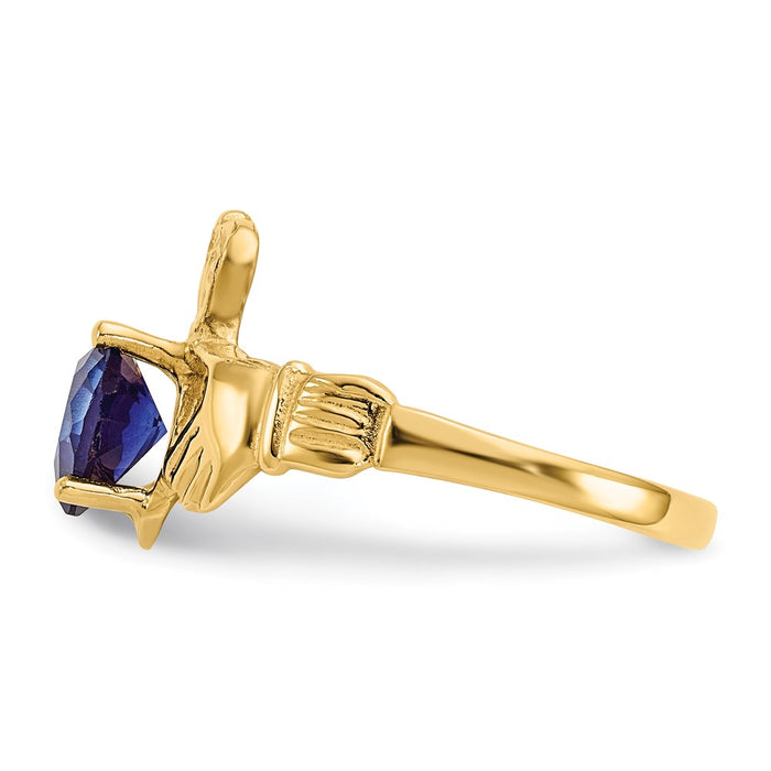 Buy Stylish 14K Gold Claddagh Ring with CZ - September Birthstone, Affordable Luxury-3