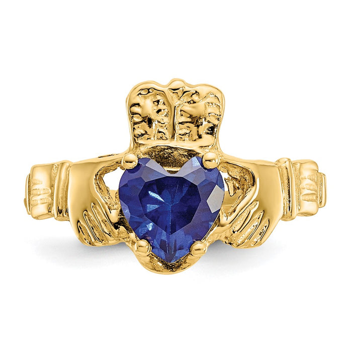 Buy Stylish 14K Gold Claddagh Ring with CZ - September Birthstone, Affordable Luxury-4