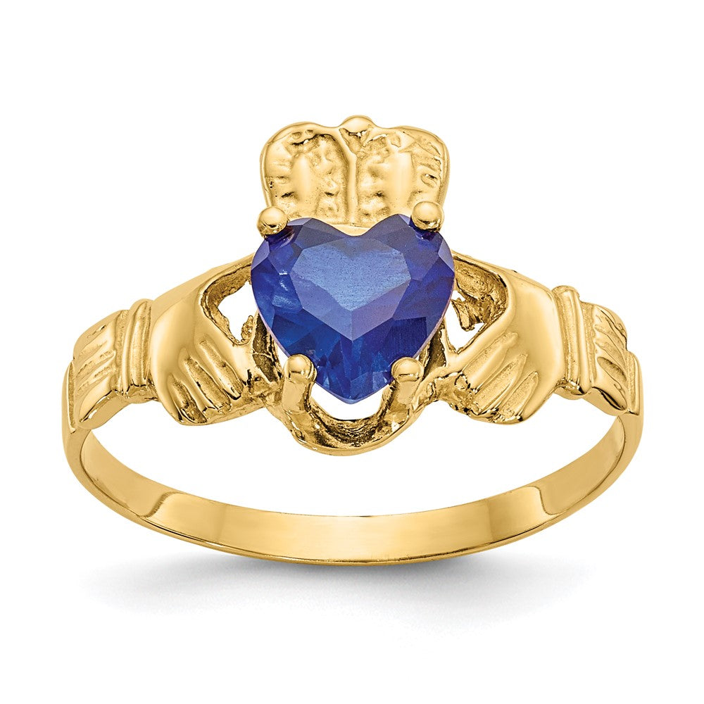 Buy Stylish 14K Gold Claddagh Ring with CZ - September Birthstone, Affordable Luxury
