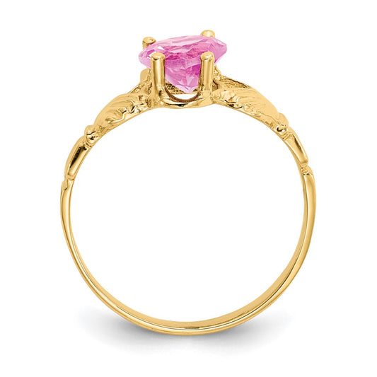 Shop Stylish 14K Gold Claddagh Ring with CZ - October Birthstone, 6mm