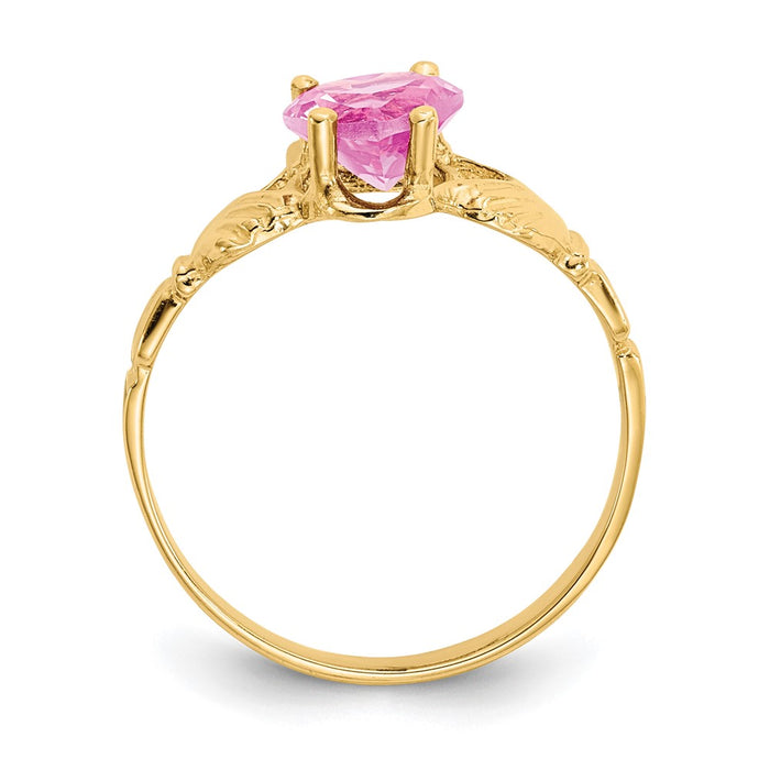 Shop Stylish 14K Gold Claddagh Ring with CZ - October Birthstone, 6mm-2