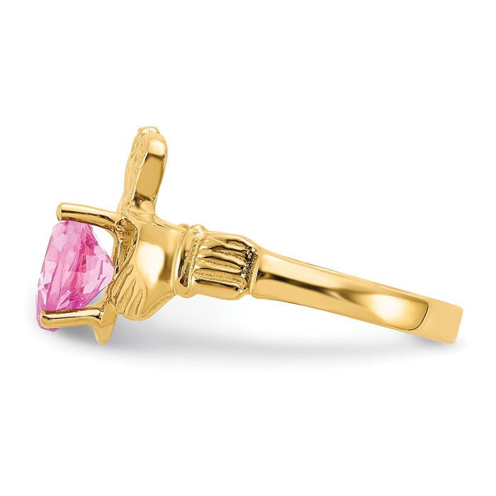 Shop Stylish 14K Gold Claddagh Ring with CZ - October Birthstone, 6mm-3