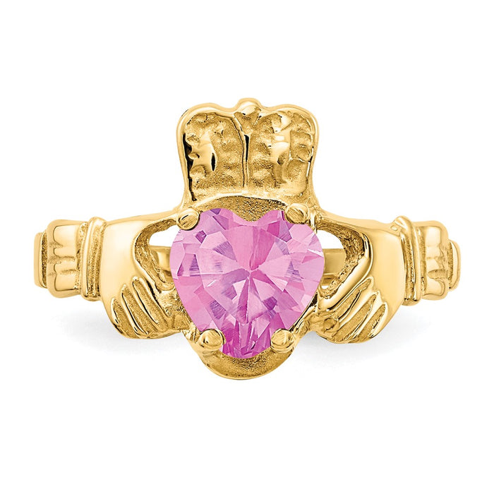 Shop Stylish 14K Gold Claddagh Ring with CZ - October Birthstone, 6mm-4