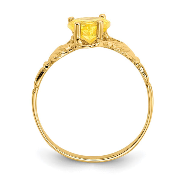 14K Gold Claddagh Ring with CZ - November Birthstone