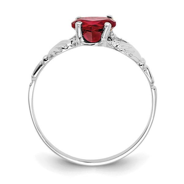 14K White Gold Claddagh Ring with January CZ Birthstone, 6.5g