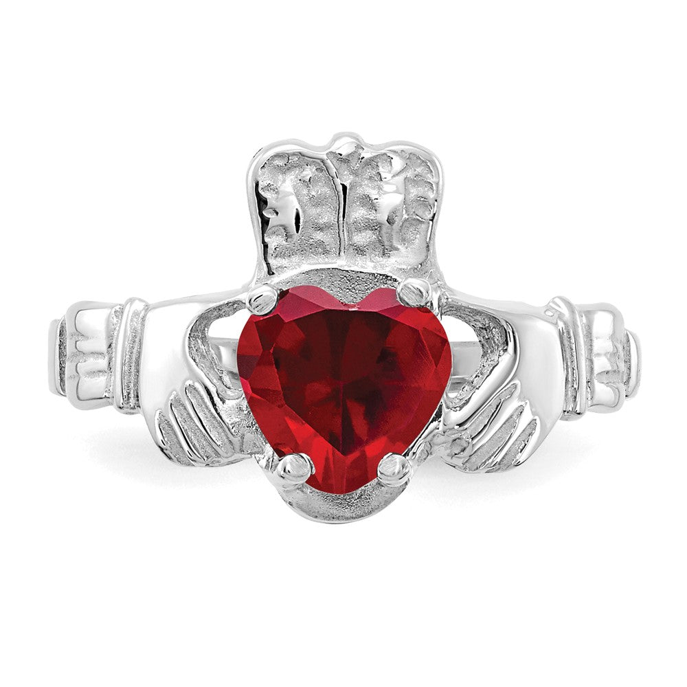 Buy Stylish 14K White Gold Claddagh Ring with January CZ Birthstone, 6.5g