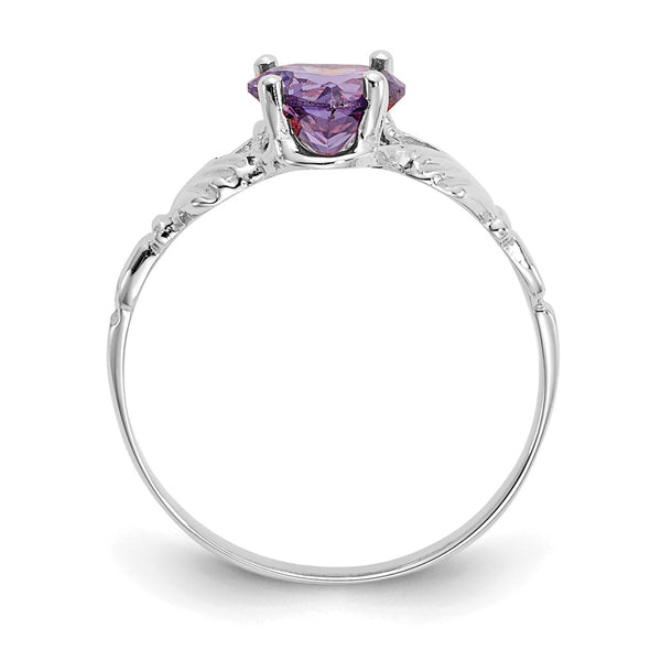 14K White Gold Claddagh Ring with 3mm February CZ