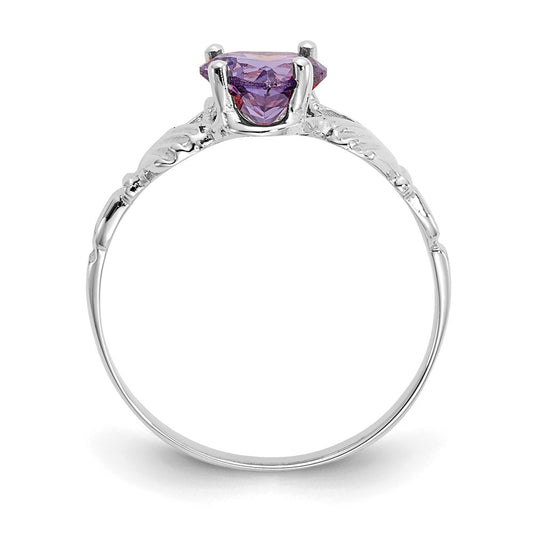 Shop Exclusive 14K White Gold Claddagh Ring with 3mm February CZ - Stylish Value!