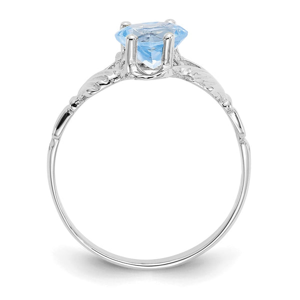 14K White Gold Claddagh Ring, March CZ Birthstone