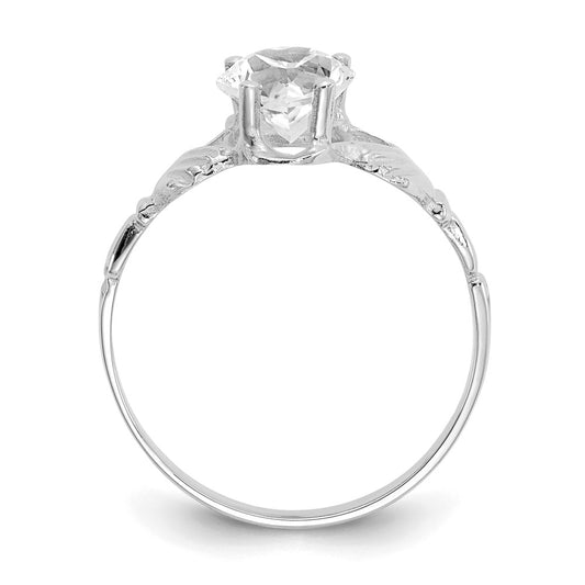High-Quality 14K White Gold Claddagh Ring with April CZ - Stylish Value!
