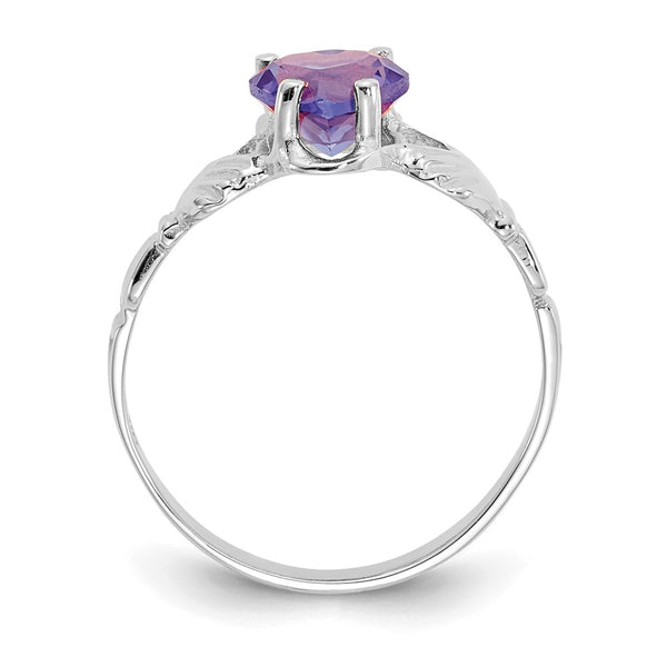 14K White Gold Claddagh Ring with June CZ Birthstone