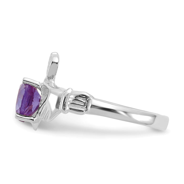 Buy 14K White Gold Claddagh Ring with June CZ Birthstone - Stylish Luxury!-3