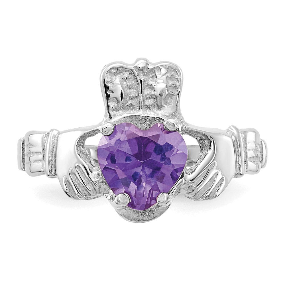 Buy 14K White Gold Claddagh Ring with June CZ Birthstone - Stylish Luxury!