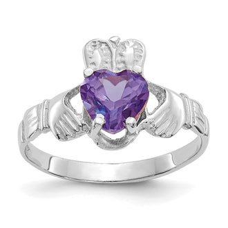 Buy 14K White Gold Claddagh Ring with June CZ Birthstone - Stylish Luxury!