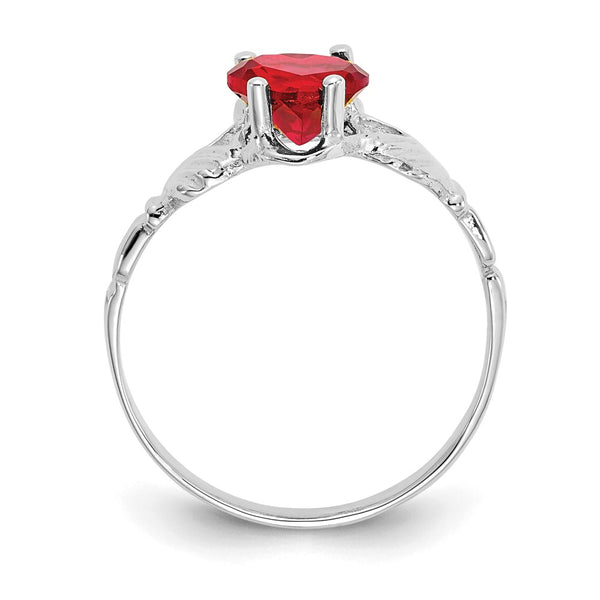 14K White Gold Claddagh Ring with July CZ Birthstone
