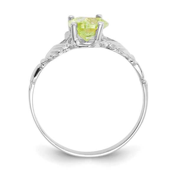 14K White Gold Claddagh Ring with August CZ Birthstone
