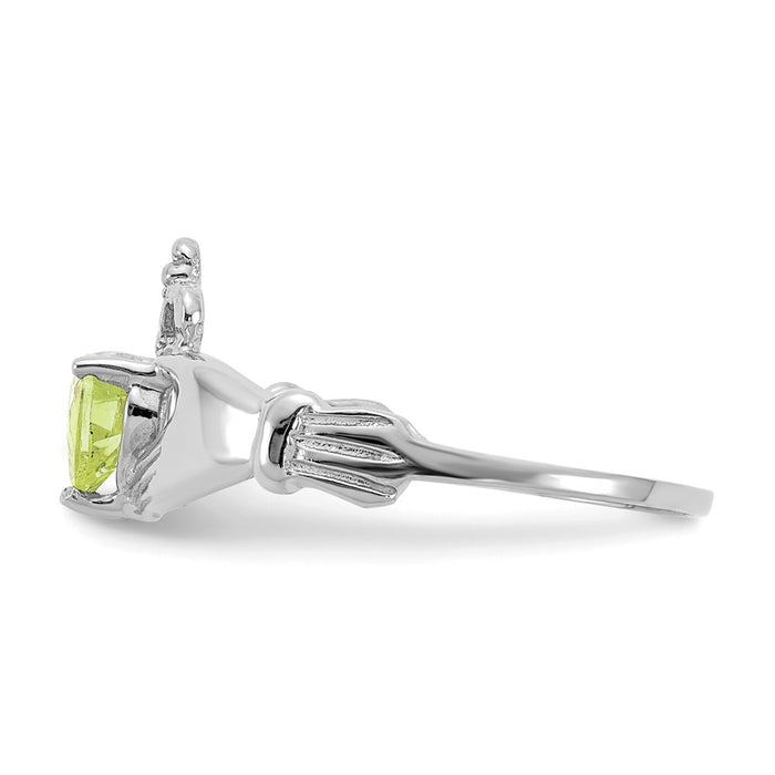 High-Quality 14K White Gold Claddagh Ring with August CZ Birthstone - Stylish Value-3
