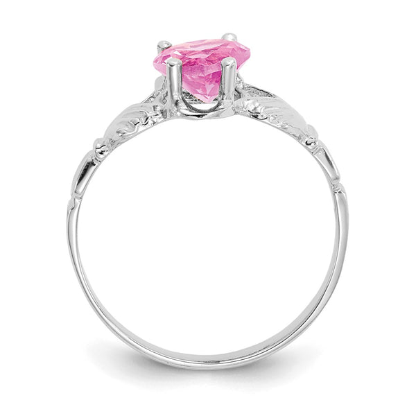 14K White Gold Claddagh Ring with October CZ Birthstone