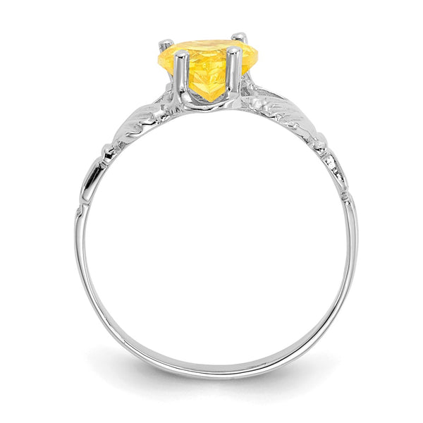 14K White Gold Claddagh Ring, 6mm November CZ