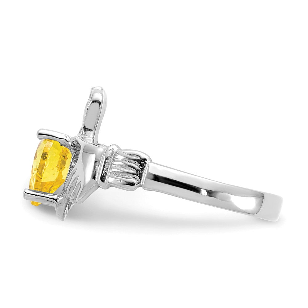 Shop Designer 14K White Gold Claddagh Ring, 6mm November CZ - Stylish Value