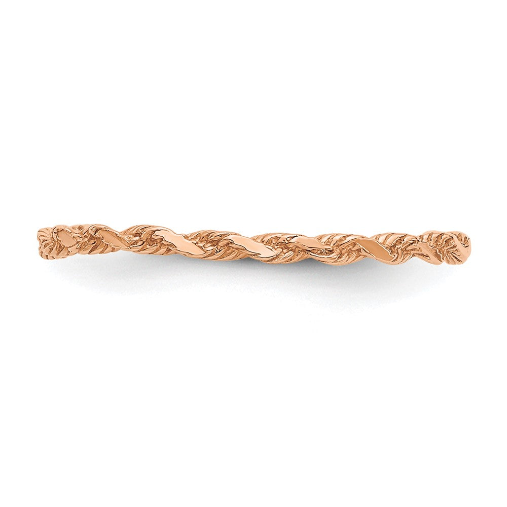 Buy 14K Rose Gold Diamond-Cut Textured Rope Design Band Ring - Stylish Value