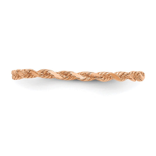 Buy 14K Rose Gold Diamond-Cut Textured Rope Design Band Ring - Stylish Value
