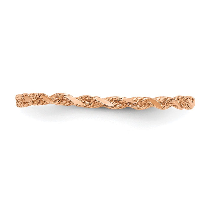 Buy 14K Rose Gold Diamond-Cut Textured Rope Design Band Ring - Stylish Value-2