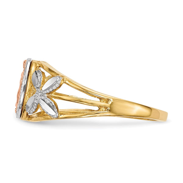 14K Two-Tone Our Lady of Guadalupe Ring - Rhodium