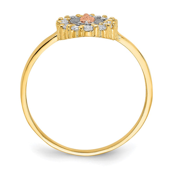 14K Two-Tone White Rhodium CZ Lady of Guadalupe Ring