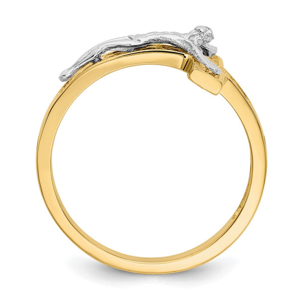 14K Two-Tone Polished Crucifix Band Ring