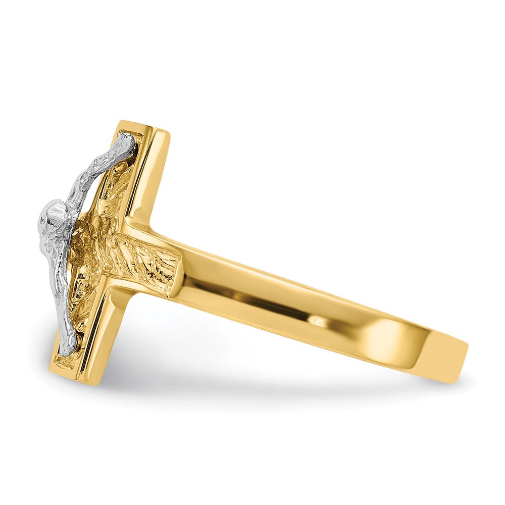 Shop Stylish 14K Two-Tone Polished Crucifix Band Ring - Affordable Luxury