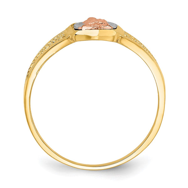 14K Two-Tone Lady of Guadalupe Ring, White Rhodium