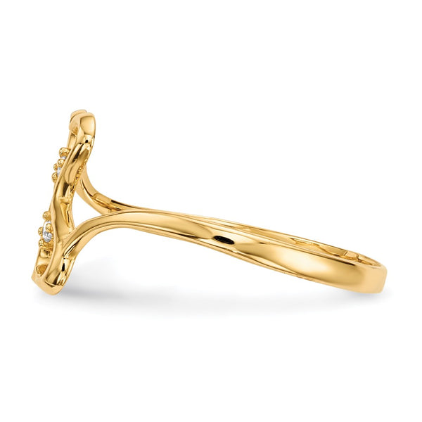 14K Gold Double Heart Ring with CZ Stones