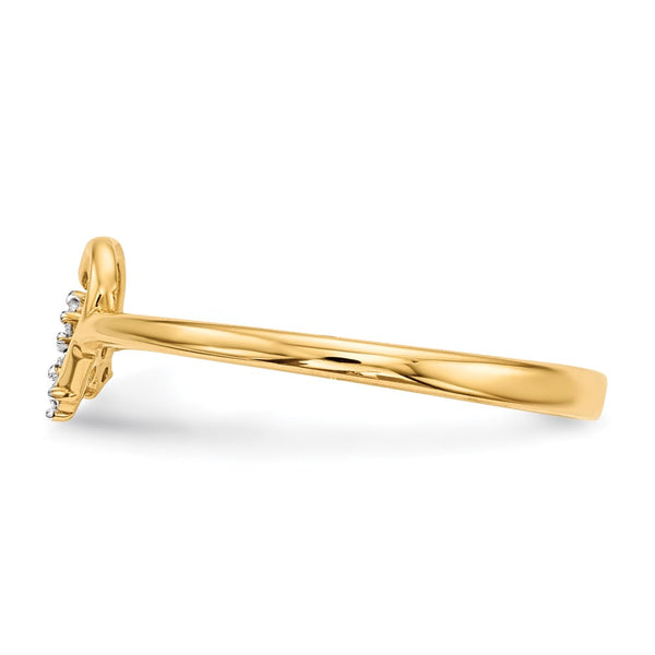 14K Gold Heart & CZ Cross Ring
